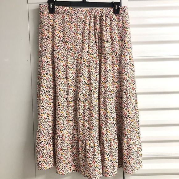 Indigo Rose Floral Pleated Lines Skirt Size XL - Picture 1 of 6